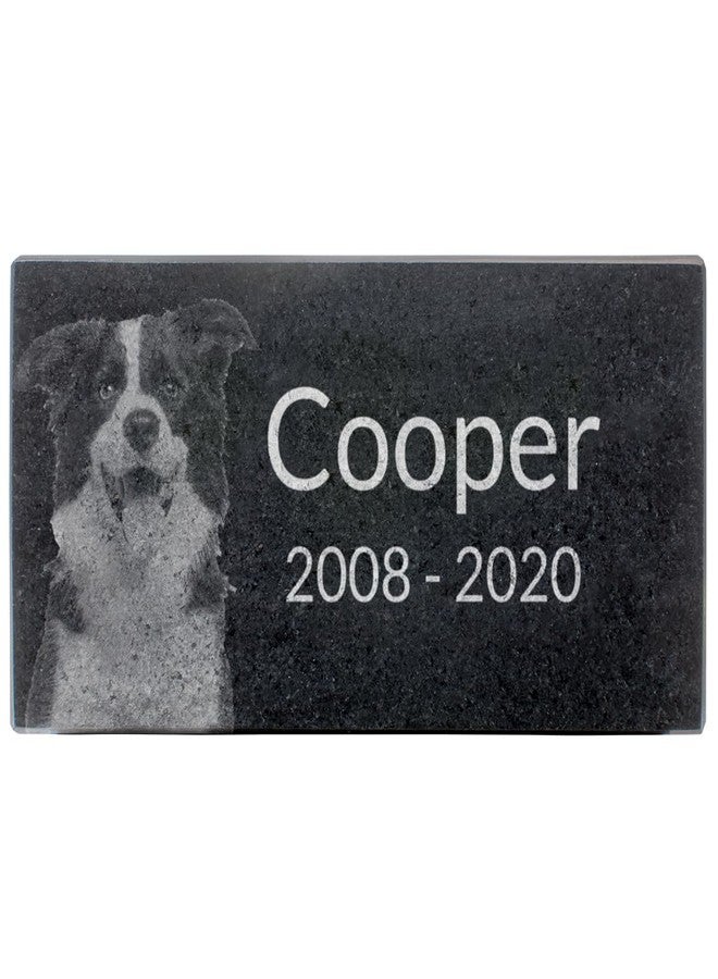 PlaqueMaker Black Granite Memorial Headstone for Lost Loved Ones, Dogs, Cats, and Family Pets. " Great for Your Garden, Tree Dedication, or in a Cemetery. Includes your personal text and photo (8 x 4 x 1") - Image 2